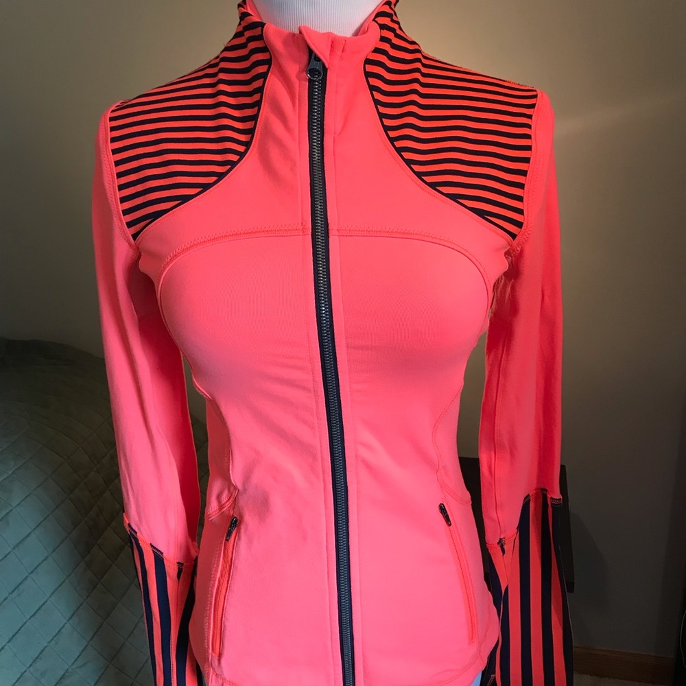Lululemon orange striped zippered jacket sz 4
